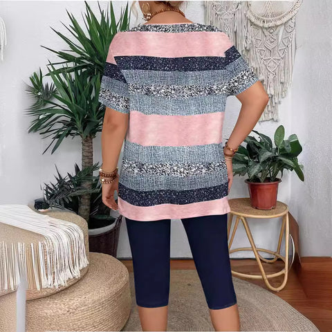 AWAKECRM New cross-border new personalized high-quality spring and summer women's casual and comfortable printed women's suit T-shirt