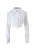 Awakecrm White Lapel Long Sleeve Button-Up Cropped Blouse