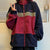 Awakecrm Vintage Oversized Color Block Zip Hooded Jacket
