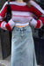 Awakecrm Colorblock Striped Crew Neck Knitted Cropped Sweater