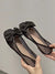 Joskka Black Bow Cutout Ballet Flat Shoes