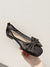 Joskka Black Bow Cutout Ballet Flat Shoes