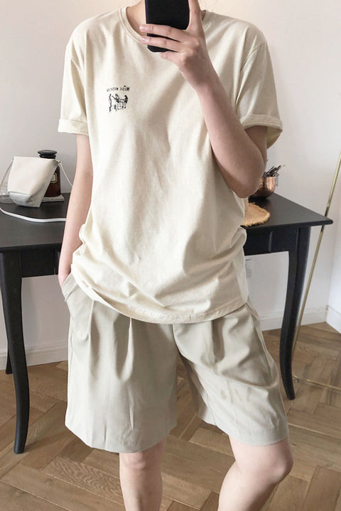 Awakecrm Beige Print T-shirt