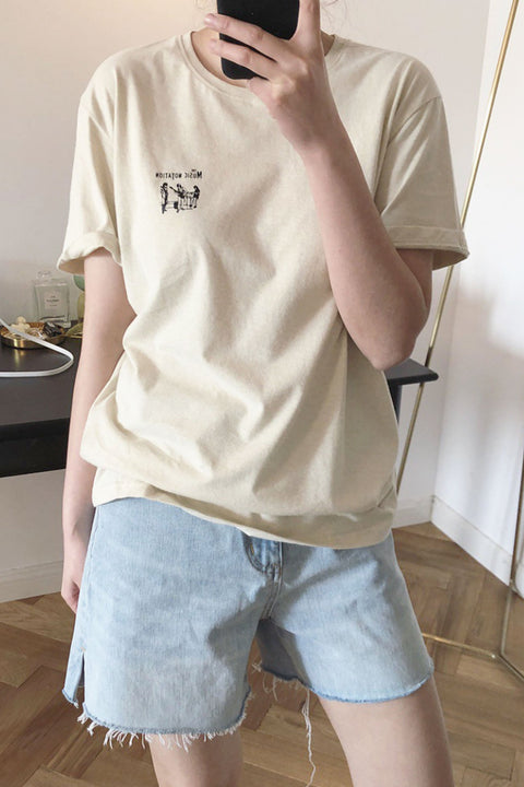 Awakecrm Beige Print T-shirt