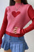 Awakecrm Contrast Mock Neck Heart Graphic Ribbed Knit Tops