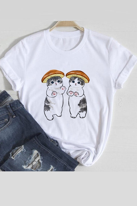 Awakecrm Lovely Cats Graphic T-shirts