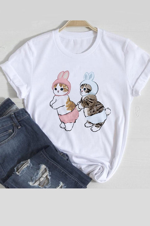 Awakecrm Lovely Cats Graphic T-shirts