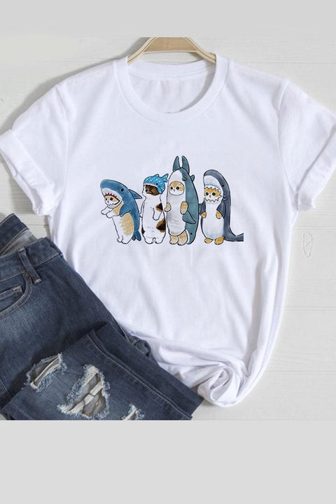 Awakecrm Lovely Cats Graphic T-shirts