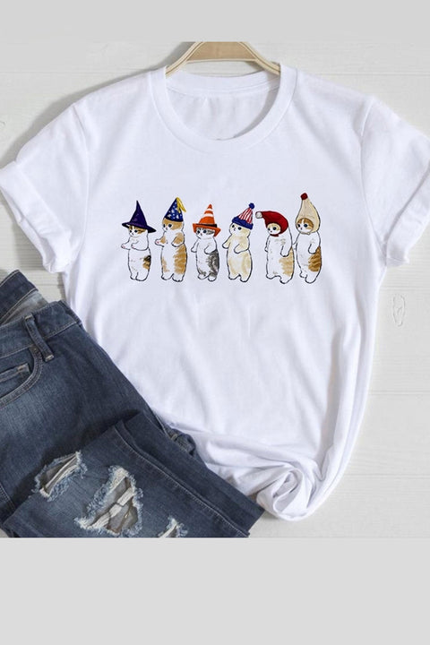Awakecrm Lovely Cats Graphic T-shirts