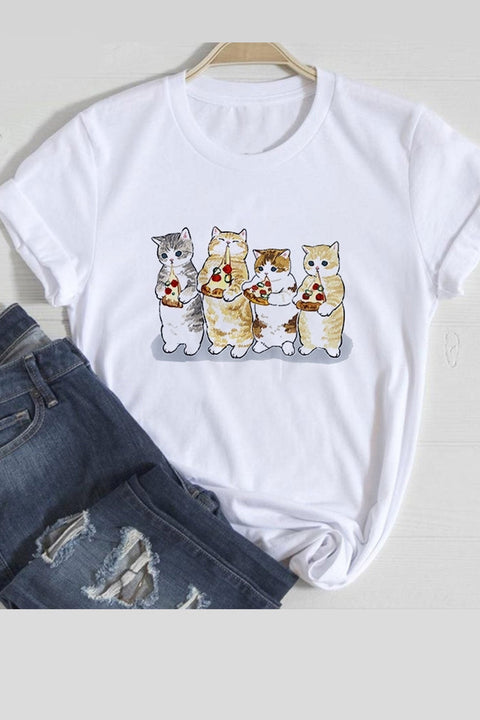 Awakecrm Lovely Cats Graphic T-shirts