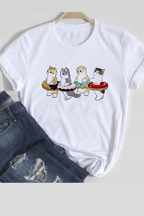 Awakecrm Lovely Cats Graphic T-shirts