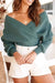 Awakecrm Solid Color Crossover Long Sleeve Knitted Sweater