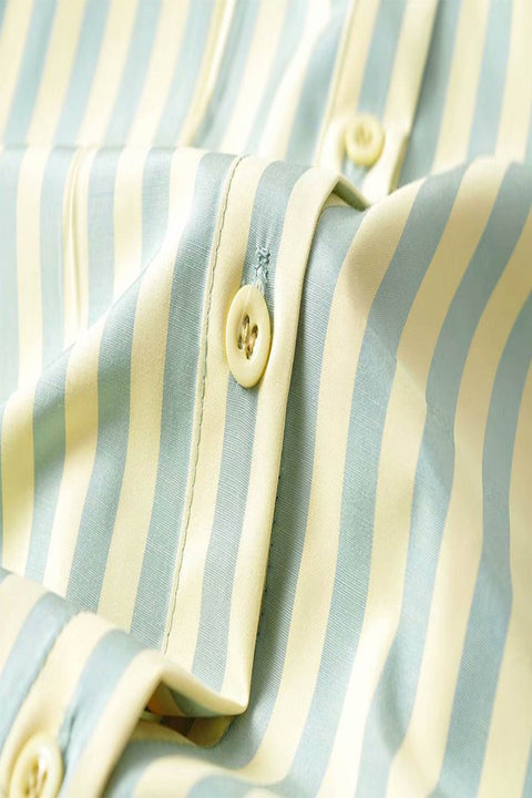 Awakecrm Green Striped Long Sleeve Shirts