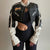 HEYounGIRL Harajuku Faux Leather Crop Top Biker Jacket Patchwork Zip Up Long Sleeve Coats Mall Goth Black Racer Outwear Autumn