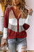 Awakecrm Joskaa Color Block V Neck Sweater Coats Women Wide Stripe Buttons Knitwear Jumpers Casual Autumn Spring Lady Long Sleeve Sweaters