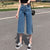 Awakecrm Back to College Syiwidii High Waisted Jeans for Women Knee Length Straight Denim Pants Slit Joggers Fashion Clothes Vintage Streetwear Cut