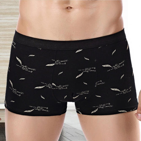 Men Boxers Underwear Floral Print Skin-friendly Cotton Blend U Convex Boxer Briefs  Men's Underwears трусы мужские