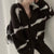 Syiwidii Striped Sweater Woman Cardigan Tops Fall  Korean New Knitted Jackets Single Breasted V Neck Long Sleeve Loose Coats