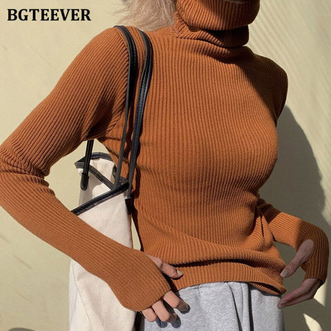 Awakecrm Christmas Gift BGTEEVER Basic Turtleneck Warm Women Sweater  Autumn Knitted Pullovers Thicken Female Sweaters Jumpers Ladies Knitwear