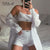 Awakecrm Summer Ribber Women Set White Spaghetti Strap Crop Top And Mini Biker Shorts Embroidery Two Piece Sets Sexy Outfit Party