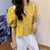 Shirts Women Summer Crop Top Lace-up Sweet French Girls Peter Pan Collar Kawaii Korean Ruffles Womens Blouses Puff Sleeve Trendy