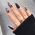 Joskka 24pcs Leopard Theme Full Cover False Nail Tips  New Style Black Brown Transparent Stiletto French Pearl Fake Nails With Glue