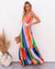 Awakecrm Christmas Gift Sexy Deep V Neck Backless Striped Maxi Woman Dress  Summer Party Rainbow Spaghetti Strap Long Dresses For Women Robe Femme