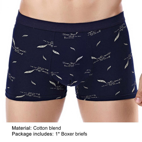 Men Boxers Underwear Floral Print Skin-friendly Cotton Blend U Convex Boxer Briefs  Men's Underwears трусы мужские