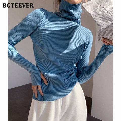 Awakecrm Christmas Gift BGTEEVER Basic Turtleneck Warm Women Sweater  Autumn Knitted Pullovers Thicken Female Sweaters Jumpers Ladies Knitwear