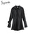 Syiwidii White Shirts Dress for Women Pleated Turn-down Collar Spring Summer  Vintage Mini Flare Long Sleeve Black Dresses