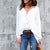 Christmas Gift Fashion V-neck Buttons Long Sleeve Casual Chiffon Womens Tops And Blouses  Autumn Plus Size 5xl White Loose Shirt Clothes