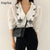 Christmas Gift Single-breasted Loose Shirt Women Korean Chic Autumn Retro Puff Sleeve Woman Blouses Lapel Embroidery Hit Color Blusas