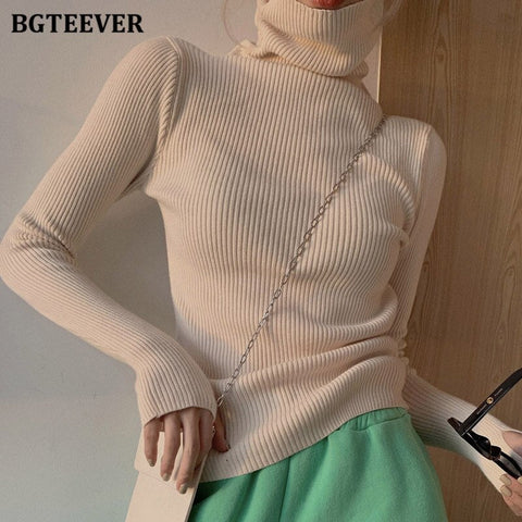 Awakecrm Christmas Gift BGTEEVER Basic Turtleneck Warm Women Sweater  Autumn Knitted Pullovers Thicken Female Sweaters Jumpers Ladies Knitwear