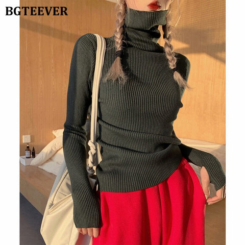 Awakecrm Christmas Gift BGTEEVER Basic Turtleneck Warm Women Sweater  Autumn Knitted Pullovers Thicken Female Sweaters Jumpers Ladies Knitwear