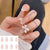 Joskka 24pcs White 3D Bowknot Heart Almond False Nails With Pearl Rhinestones Finished Fake Nails Patch Full Cover Removable Nail Tips