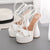 Awakecrm Women Sandals High Heels Open Toe Lace Up Ankle Strap Plarform Party Shoes Big Size 42 White Wedding Shoes Pumps