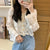 Christmas Gift Women Blouses Solid Shirts Hollow Out V-neck Spring Autumn Long Sleeve Tops Fashion Elegant Casual Korean Style Ulzzang Chic New