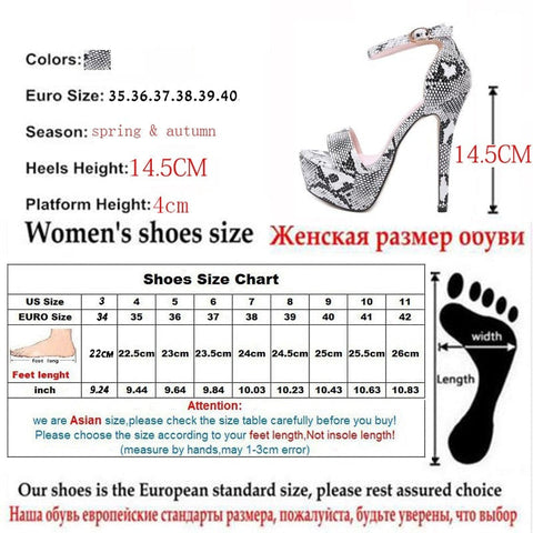 Back To College Awakecrm Serpentine High Heels Sandals Summer Sexy Ankle Strap Open Toe Party 14.5CM Platform Gladiator Women Shoes 42