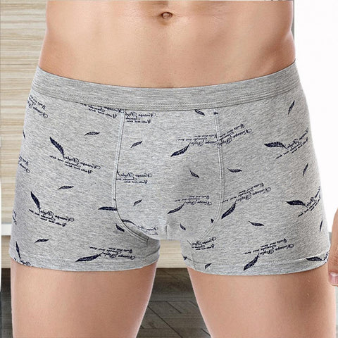 Men Boxers Underwear Floral Print Skin-friendly Cotton Blend U Convex Boxer Briefs  Men's Underwears трусы мужские