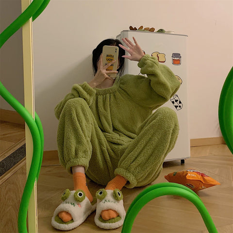 Winter Women Slipper Indoor Home Antiskid Cotton Slippers Frog Cartoon Cute Soft Bottom Warm Open Toe Plush Slippers Man