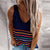 Awakecrm Sexy V-Neck Crochet Knit Shirts Blusa Casual Colorful Striped Blouse Shirt Women Summer Sleeveless Tank Tops Clothes Streetwear