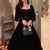Back to College Winter Vintage Black Velvet Dress Women Casual Elegant Long Sleeve Gothic Party Midi Dress Female  One-piece Dress Korean