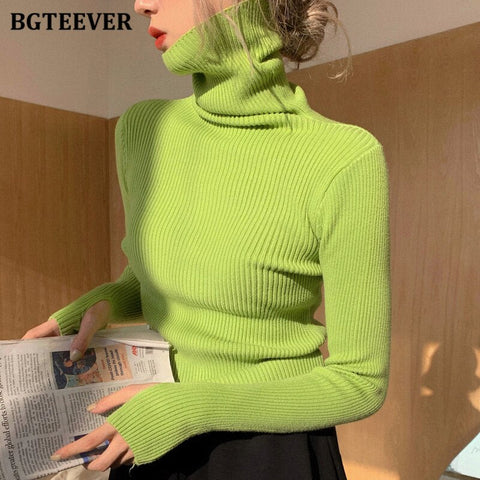 Awakecrm Christmas Gift BGTEEVER Basic Turtleneck Warm Women Sweater  Autumn Knitted Pullovers Thicken Female Sweaters Jumpers Ladies Knitwear