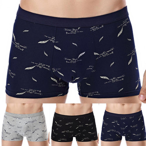 Men Boxers Underwear Floral Print Skin-friendly Cotton Blend U Convex Boxer Briefs  Men's Underwears трусы мужские