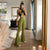 Awakecrm Spring High Waist Flare Stretch Pants For Women Fashion Green Slim Long Trouser Streetwear Casual Solid Woman Pants