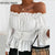 Back to College Off Shoulder Lace-up Front Ruffles Casual  Blouse Plus Size Tops Spring Tops and Blouses