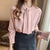 Christmas Gift Office Lady Bow Blouses Chiffon Shirt Women Spring Loose Long Sleeve Pink Women Tops and Blouses with Tie Blusas Mujer 13047