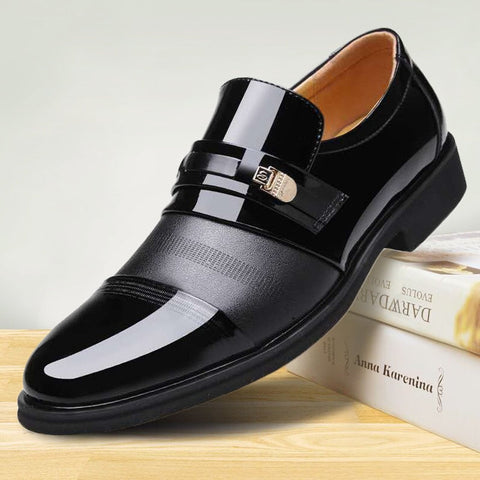 awakecrm Luxury Brand PU Leather Fashion Men Business Dress Loafers Pointed Toe Black Shoes Oxford Breathable Formal Wedding Shoes 698