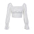 Syiwidii Belt Crop Tops Womens Blouse Ladies Long Puff  Sleeve Shirt White Black Tshirts SHORT Sexy Square Collar Lace Up