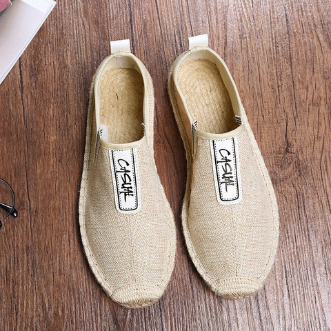 awakecrm  Summer Breathable Footwear Men's Flat Canvas Shoes Hemp Lazy Flats For Men Cheap Moccasins Male Loafers Driving Shoes 365